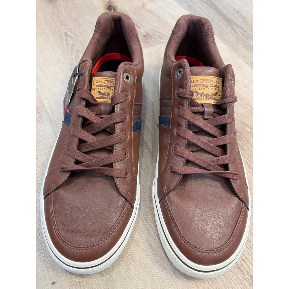 Levis Mens 51821802B Brown Faux Leather Comfort Sneakers Size 12 New